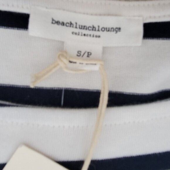 Beach Lunch Lounge Solani Navy Blue Striped Eyelet Crochet 3/4 Sleeve Dress NEW - Picture 11 of 16